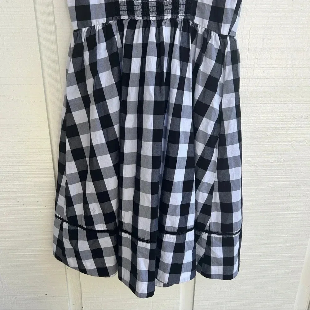 Kate Spade Broome Street Gingham Checkered Plaid Sundress Bow Strap Detail Dress